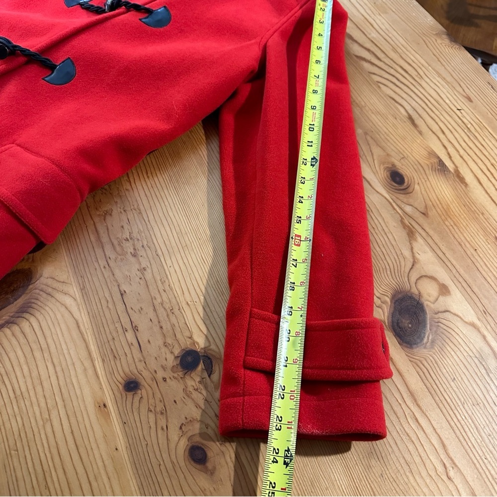 Ralph Lauren Chaps RED Wool Blend Classic Hooded Pea Coat Toggle Closure Sz L - Picture 7 of 8